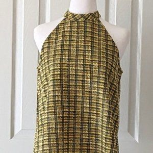 ANTHROPOLOGIE Women's Halter Top  Size XS Yellow Gold Black NWT